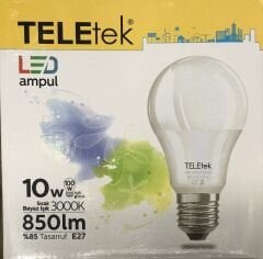 10W 3000K E27 SARI IŞIK TELETEK LED AMPUL