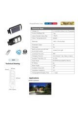 100w Siyah Led Solar Sokak Armatür Beyaz Işık