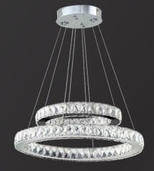 2’li Oval(Elips) 3 Renk Kumandalı Krom Power Led Avize