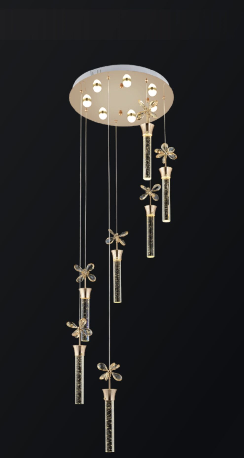 Kelebek Sarkıt Gold Led AVİZE 9’lu