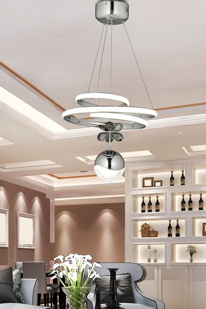 Modern Tekli Sarkıt Power Led Krom Beyaz Işık Kelebekli KodAD-027Krom Prestige